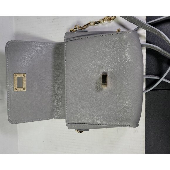 Gigi New York Gray Faux Leather Snake Print Crossbody Bag With Gold Chain Strap - Picture 7 of 10